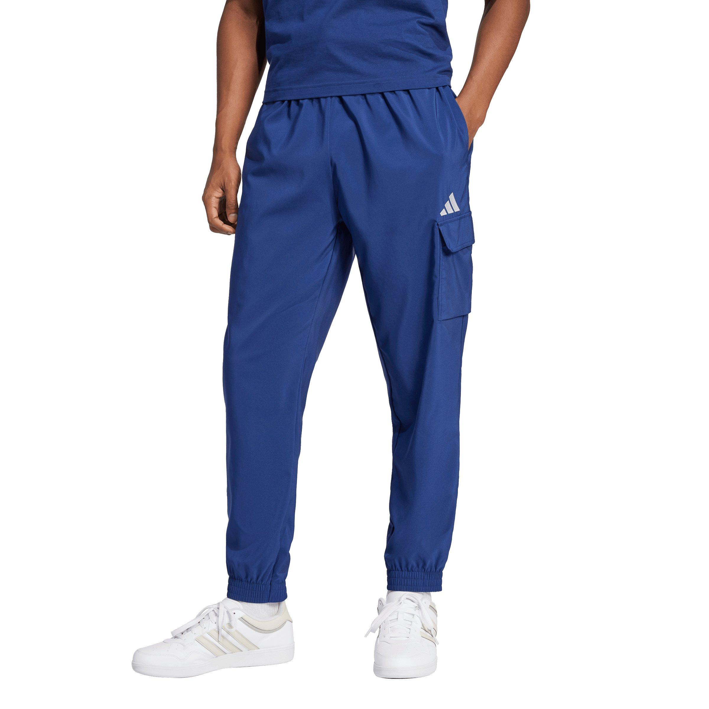 adidas Men's Essentials Small Logo Cargo Pants - Blue/White - BLUE/WHITE